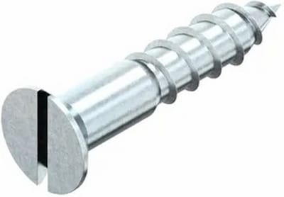 Houtschroef. 5.0 x 80mm. lang. verzinkt. platkop. gleufkop. 100 stuks. deltafix.