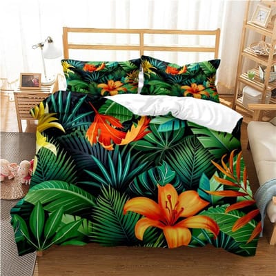 Tropisch Blad Mode Duve All Season Dekbedovertrek Dekbed Beddengoed Set Zachte Dekbedhoes en Kussenslopen Enkel/Dubbel/Queen/King 135X200cm-2pcs
