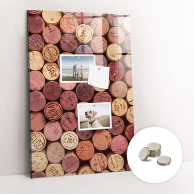 Tulup Glassboards - Wijnkurken Magneetbord - 70 cm x 100 cm - Rood Magnetisch Bord - Gratis 5 Sterke Magneten - Moderne Wanddecoratie - Memo Bord - Magneetbord Foto - Planning Muur - Magneetbord Design