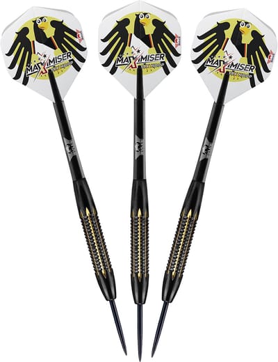 Bull's Max Maximiser Hopp Zwart - Steeltip Brass Dartpijlen - 21 Gram