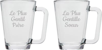 Theeglas gegraveerd - 26cl - Le Plus Gentil Frère & La Plus Gentille Soeur