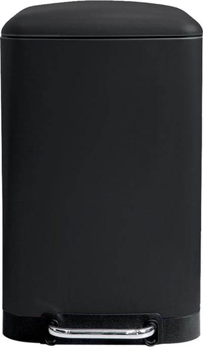 Perel metalen pedaalemmer met uitneembare emmer, solide antislipvoet en versterkte pedaal, ideaal voor thuis en op kantoor, inhoud 30 liter, rechthoekig 61,5 x 32,5 x 34,5 cm, mat zwart
