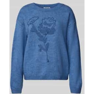Gebreide pullover met bloemenstitching