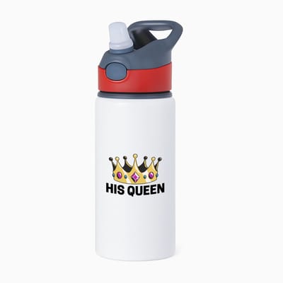 Hacebo® - His queen waterfles met rietje rood - Verjaardag - Haar - Hem - Grappige tekst - water fles - 650ML