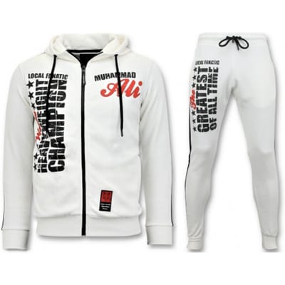 Trainingspakken Heren - Muhammad Ali - Joggingpak Heren Volwassenen - Tracksuit Heren - Huispak Heren - The Greatest - Wit