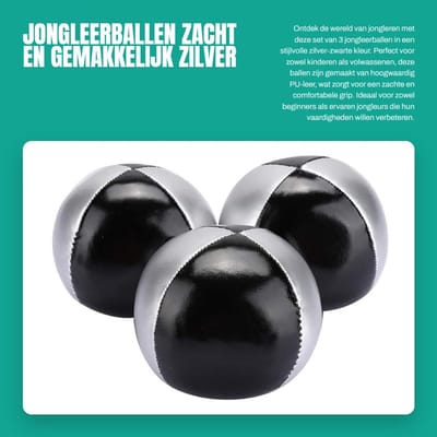 Dailygoods- Jongleerballen Set van 3 - Zacht PU-leer - Voor kinderen/volwassenen - Diameter 6,3 cm - Lichtgewicht 120 g - Comfortabele grip - Jongerballen
