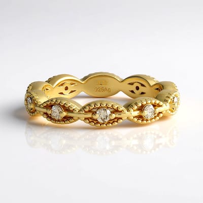 Cavill - Vergulde 925 Sterling Zilveren Ring - 10x I2 Bruine Diamanten - 0.265 ct Ronde Briljant - Elegante Luxe Damesring