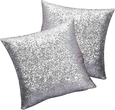 Cushion Cover 40 x 40 cm met Zilvergrijze Sequins voor Sofa en Thuisdecoratie - Set van 2 Kussenslopen