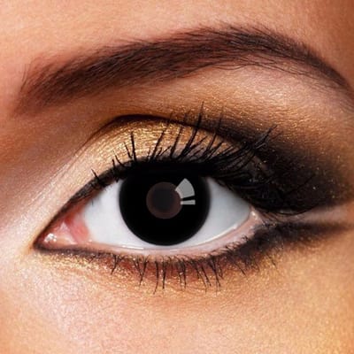 Partylens® zwarte kleurlenzen - Black Out - zachte jaarlenzen met lenshouder - Halloween - Cosplay