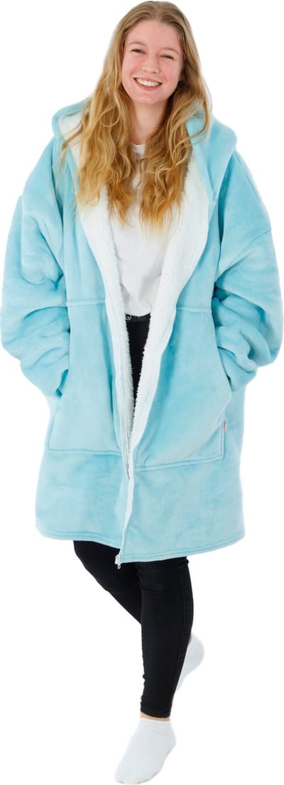 Vestie Hoodie Deken Met Rits - Hoodie Blanket With Zipper - Oversized Draagbare Deken - Sherpa Fleece - Blue - Blauw