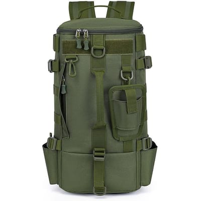 Tactische vishengel- en lokrugzak voor kamperen, multifunctionele viskist met hengelhouder, opbergruimte voor visgerei, outdoor tas voor heren.