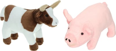 Cornelissen Pluche knuffel boerderijdieren set - Koe en Varken - van 22 cm - Zachte kinder knuffels - cadeau
