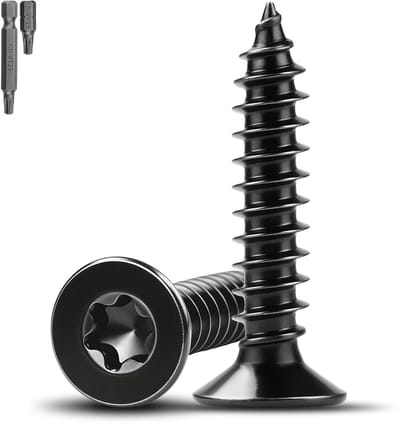 60x Zwarte Houtschroeven M5x25mm Verzonken Kop Torx voor Akoestische Panelen