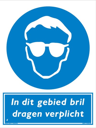 In dit gebied bril dragen bord - Forex - 30 x 40 cm