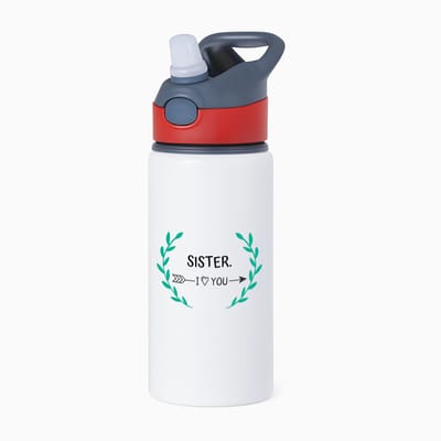 Hacebo® - sister I love you waterfles met rietje rood - Zus - de liefste zus - verjaardag - cadeautje voor zus - zus artikelen - kado - geschenk - water fles - 650ML