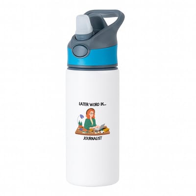 Hacebo® - Later word ik journalist waterfles met rietje blauw - Journalisten - Journalist - interviewer - interviewen - Analist - commentator - schrijver - analyses - sportanalist - verslagleggen - verslaggeve - water fles - 650ML