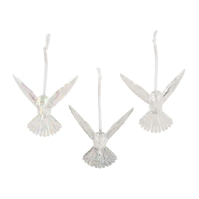 Kolibrie polystyreen transparent, iris, transpa  with glitter 3ass