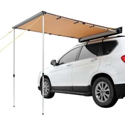 Auvent latéral de voiture, Grande couverture d'ombrage de 1,4 m x 2 m, Auvent de véhicule rétractable avec sac de rangement étanche, PU3000mm UV50+, Convient pour Camion,