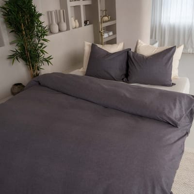 Kayori Showa Dekbedovertrek Flanel - 200x200-220 + 2 slopen - Tweepersoons - Antracite