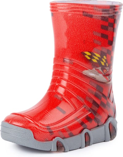 Ladeheid Kinder Regenlaarzen - Jongens Meisjes Antislip Zool - PVC -LA-ZT-SzuwarekBW - Rot Auto - 21/22