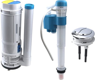 Dubbele Spoelklep met Drukknop voor Toilettank 10"-12" - Vulklep Reparatieset