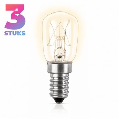 3x Mini Gloeilamp E14 - 15W - Warm Wit Licht (2700K) - 110 lm - 1 jaar - Dimbaar - Geschikt voor koelkast, afzuigkap, naaimachine