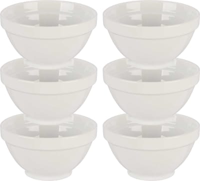 Vivalto Kommetjes/serveer schaaltjes/soepkommen - 6x - Okinawa - porselein - D13.5 x H8 cm - ivoor wit - Stapelbaar