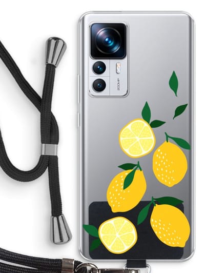 Case Company® - Hoesje met koord geschikt voor Xiaomi 12T hoesje met Koord - You're my lemon - Telefoonhoesje met Zwart Koord - Bescherming aan alle Kanten en Over de Schermrand