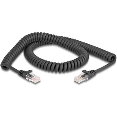 Delock 87993 RJ45 Netwerkkabel, patchkabel CAT 5e 2.00 m Zwart Spiraalkabel 1 stuk(s)