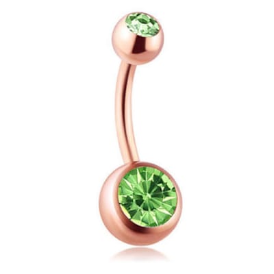 Navel Piercing - Rose Goud Met Steentjes