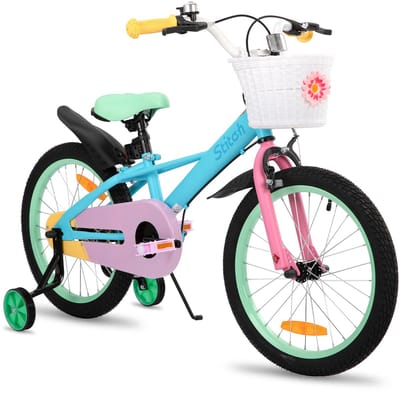 STITCH Macaron Kinderfiets - 18 Inch - Voor Meisjes & Jongens (2-9 Jaar) - Met Mandje & Zijwieltjes - Geschikt voor buitenactiviteiten in de lente