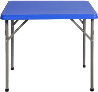 Vierkante klaptafel - Opvouwbare tafel - Buitenactiviteiten en werk - Water- en krasbestendig blad - 86 x 86 cm - Blauw