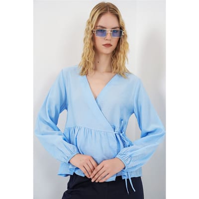 V-hals Blouse met Strikdetails in Crepe