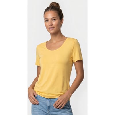 Summum Woman U-neck Top Fine Viscose Yellow Maat: XS | Tops Outlet | Dames | Geel