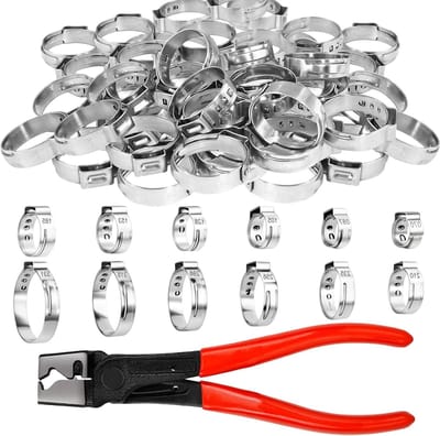 180 Stuks RVS Slangklemmen Set voor Brandstofslangen en Koelvloeistof, 12 Maten (5.8-33.1mm), Duurzame en Multifunctionele Slangklemmen voor Diverse Toepassingen