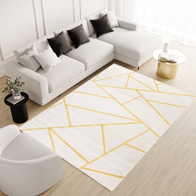 Tapiso Malesia Vloerkleed Abstract Geel Tapijt Maat- 300x400