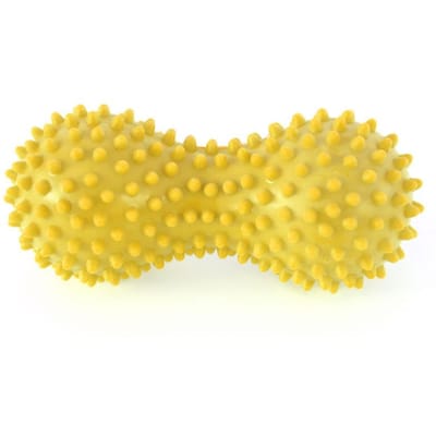 Voetmassageroller Pinda Dubbele Lacrosse Spiky Ball Myofasciale ballen voor Plantaire Fasciitis Mobiliteit Verlichting van pijn in de rugboog geel