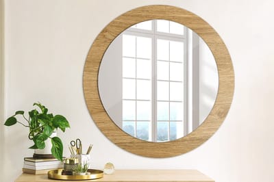 Coloray Bedrukte Spiegel - Houtstructuur Spiegel Lijst Met Print - 70 cm - Bruin Bedrukte Spiegel - Spiegel Lijst Met Print - Spiegel Met Print - Wandspiegel Met Print