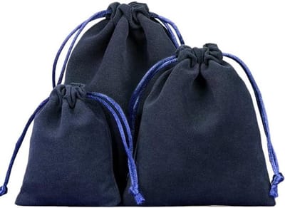 Dailygoods- Fluwelen Zakjes 12 Stuks - Sieradenzakjes - Kleine Stoffen Zakjes - Trekkoord - Geschenkzakjes - 20 x 25 cm - Marineblauw - Sieradenzakje