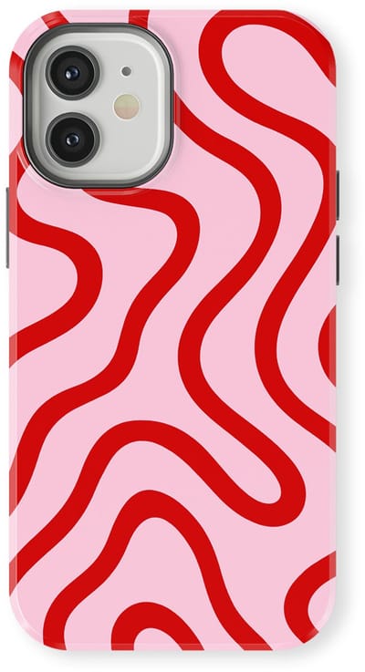 DripCase Curvy Lines Hoesje geschikt voor iPhone 12 Mini | Backcover met Mag | Design Tough Case geschikt voor iPhone 12 Mini Candy Current
