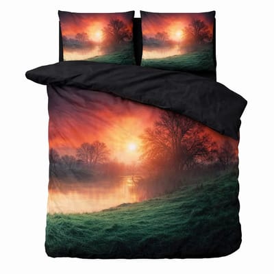 Decoware Dekbedovertrek Misty Sunrise 200x220 cm - Katoen Renforcé – Natuur Thema - Met Kussenslopen – Tweepersoons