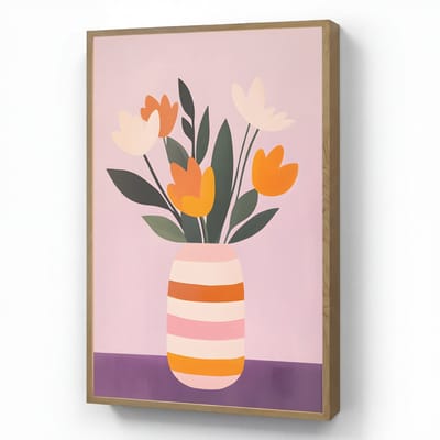 Wandlamp 70x100 cm - Oplaadbaar - Tulpen - Vaas - Strepen - Paars - Wandlampen binnen woonkamer - Slaapkamer lamp - Decoratieve nachtlamp - Vloerlamp draadloos