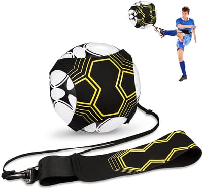 carmdering - Voetbaltrainer Met Elastiek - Zwart - met verstelbare trainingsriem, geschikt voor beginners (voetbal niet inbegrepen)