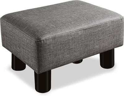 Voetenbankje Rechthoek - Ottomaan Poef - Voeten Rusten - Linnen Bekleding - 38 x 28 x 23 cm - Donkergrijs