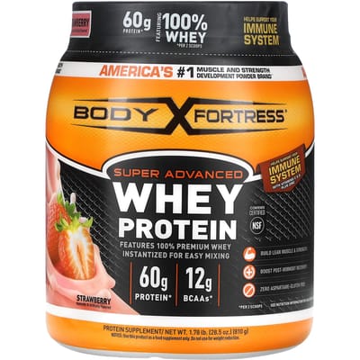 Body Fortress, Super Advanced Whey Protein, Aardbei, 1,78 lb (810 g)