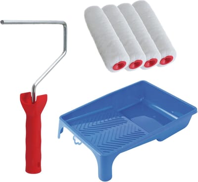 Sorex Verfrollers schilderen set - met beugel en verfbak - 4x rollers van 18 cm