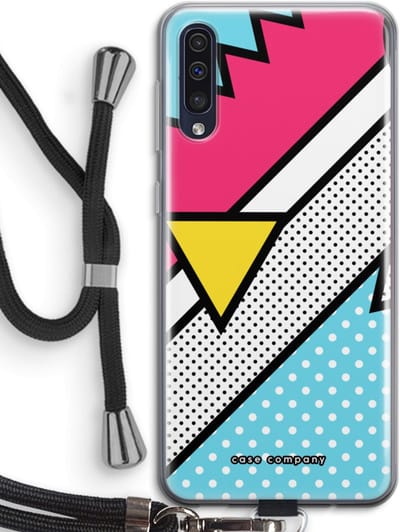 Hoesje met koord geschikt voor Samsung Galaxy A50 hoesje met Koord - Pop Art #3 - Telefoonhoesje met Zwart Koord - Bescherming aan alle Kanten en Over de Schermrand