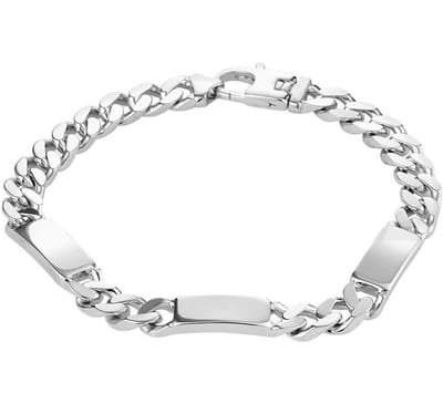 Zilver Gerhodineerde Graveerarmband plaat 7 1332226 20 cm