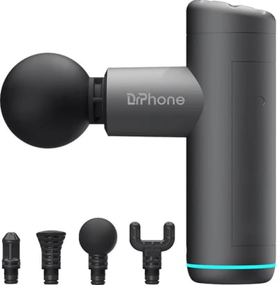 DrPhone CalmPulse – Mini Draagbare MassageGun – Ontspanning – Massage – Met Vier Standen – Met Drie Snelheden - Fitness Spier Massage – Donker grijs