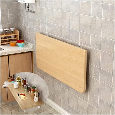 Wandtafel - Klaptafel wandmontage - Ruimtebesparing thuis - Houten blad - 60 x 25 cm - Houtkleur